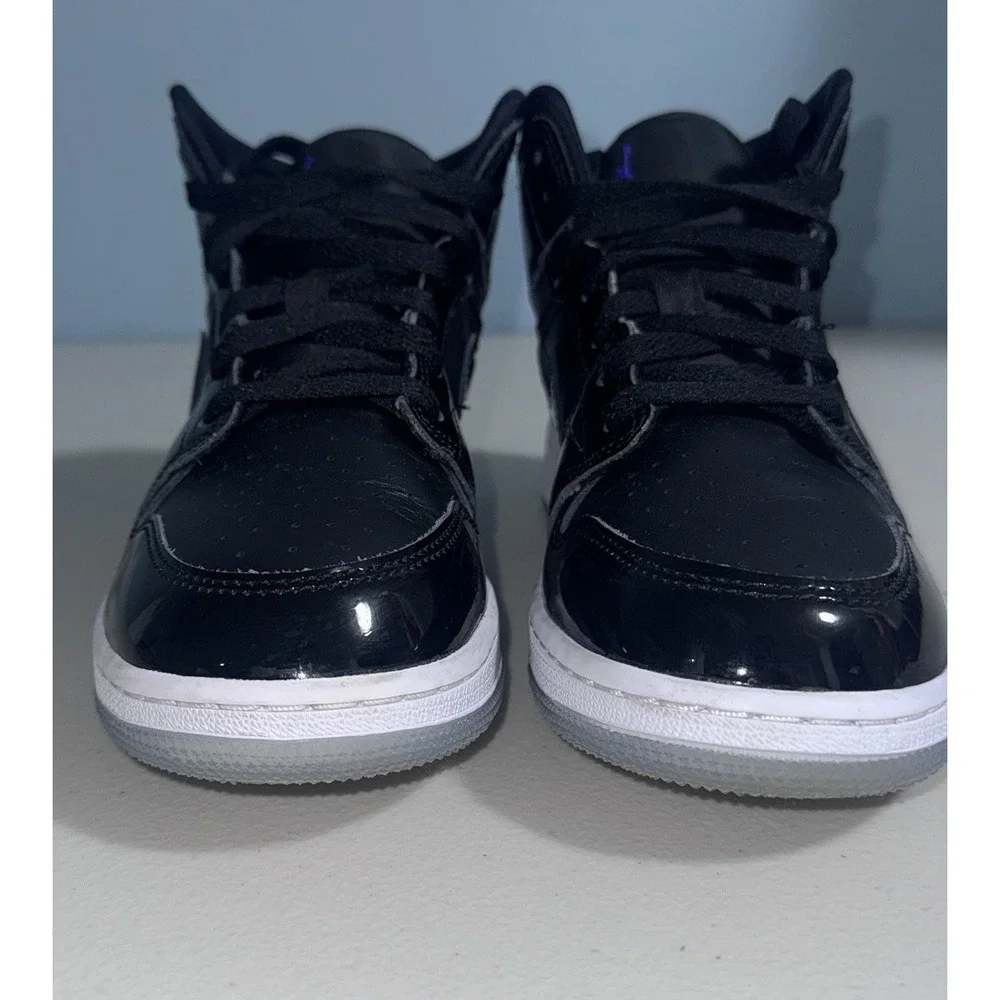 Air Jordan 1 Size 5.5Y Mid SE 'Space Jam'  Sneakers Glossy Patent Leather Casual